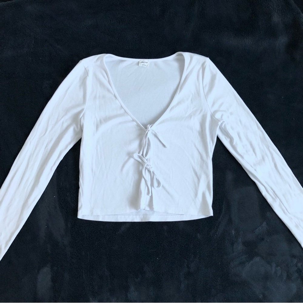 Wilfred White Tie-Front Long Sleeve Top